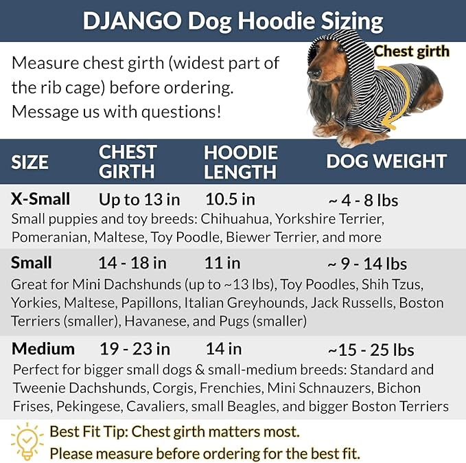 DJANGO Dog Hoodie – Warm, Lightweight, Soft & Stretchy Dog Sweater with Hood, Harness Hole & Elastic Waistband – Cozy Sweatshirt for Small Dogs up to 25 lbs, Dachshunds & Puppies – Boysenberry, XS