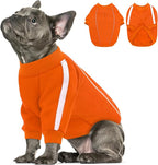 Queenmore Cozy Fleece Dog Sweater Small, Soft Pullover Dog Sweatshirt, Warm Winter Fleece Jacket with Leash Hole/Reflective Stripes for Small Medium Large Dogs Orange