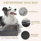 Comfort Expression Orthopedic Dog Bed for Medium Dogs 28x19 Inch, Waterproof Supportive Egg Crate Foam Medium Pet Bed with Removable Bolsters, Dog Couch with Washable Cover & Non-Slip Bottom, Grey