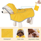 SlowTon Dog Raincoat, Adjustable Dog Rain Jacket Clear Hooded Double Layer, Waterproof Poncho with Reflective Strip Straps and Storage Pocket for Small Medium Large Dogs(XS)