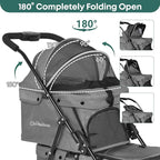 Double Pet Stroller for Dogs and Cats,Cat Strollers for 2 Cats,Double Dog Stroller for 2 Small Medium Dogs,4 Lockable Wheels/Lightweight/Folding,Grey