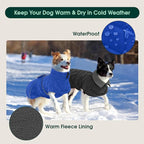 Kuoser Dog Coat, Extra Warm Dog Jacket Windproof Dogs Cold Weather Coats for Small Dogs, Fleece Lining Turtleneck Doggy Snowsuit Reflective Adjustable Pet Winter Clothes Christmas, Blue S