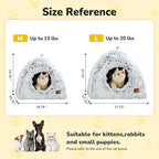 CATISM Cat Beds for Indoor Cats 2 in 1 Cat Bed Cave Machine Washable Fluffy Cat Cave Bed Foldable Non-Slip Washable Cushioned Pillow Soft Plush Premium Cotton Pet Bed for Kittens and Small Dogs Gray L