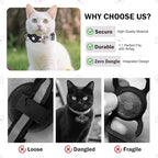 Airtag Cat Collar with Bells and Bowtie -Safety Elastic Band Kitten Collar for Apple Air Tag Holder- Cute GPS Cat Tracker Collars for Girl Boy Cats and Puppies, Adjustable 8"-12" Beige