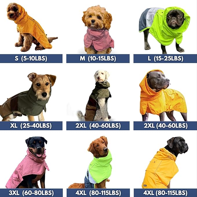 Spark Paws Dog Raincoat, Waterproof Windproof Rain Jacket, for Small Medium Large Extra Large Dogs, Reflective Breathable Full-Body Coverage Dry Suit - Sea Pink, XL