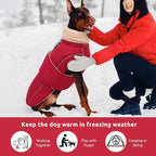 ASENKU Warm Dog Coat, Waterproof Dog Jackets for Medium Dogs with Reflective Fleece Vest Turtleneck with Button, Windproof Cold Weather Coats for Small Medium Large Dogs, Dark Red, M