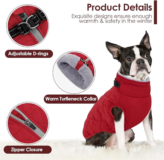 AOFITEE Winter Jacket for Extra Large Dogs, Warm Turtleneck Dog Coat with Back Zipper, Waterproof Dog Puffer Coat for Large Dogs,Winter Jacket Warm Snowsuit for Border Collie, Golden Retriever