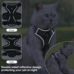 XL Cat Harness Escape Proof for Heavy Cats - Adjustable Vest Leash Set with 4 Buckles, Reflective Breathable Mesh for Extra Large Cats