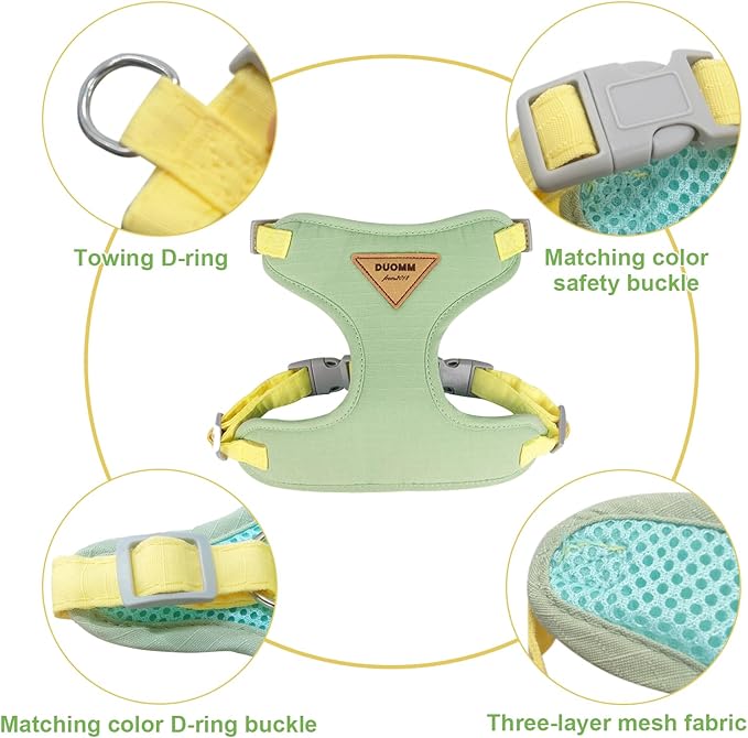 wanheart Cat Harness and Leash Set Escape-Proof Adjustable cat Leash and Harness Combo Suitable for All cat Breeds (Green, S)