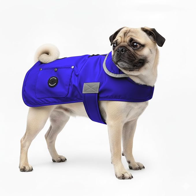 Joyride Harness FrostFlex Dog Winter Jacket - Fleece Lined & Water-Resistant - Snowsuit with Pockets for Treats & Poop Bags - Durable Cold Weather Dog Coat - Blue Serenity-XS