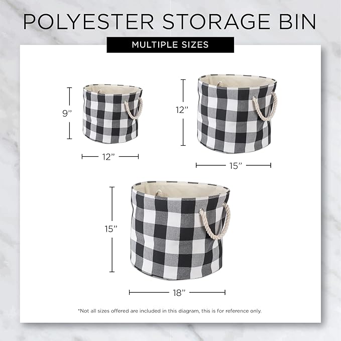 Bone Dry Pet Storage Collection Paw and Bone Print, Medium Round, 12x15x15", Black
