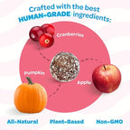 Pumpkin Dog Treats with Cranberry & Apple - Healthy Dog Treats - Soft, Natural, Grain Free, Low Calorie, Gluten Free, Non-GMO, Clean & Nutritious Ingredients - 18pk