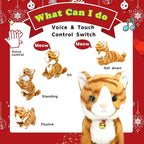 Interactive Plush Toys, Stuffed Toy, Stuffed Animal Toy, Walking Toys, Light Irradiative Sound Control Electronic Cats Robot Pets Gift for Children
