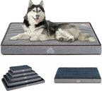 VANKEAN Dog Bed Soft Crate Pad Mat Reversible Warm& Cool, Washable Comfy Kennel Pad with Orthopedic Egg-Crate Foam for Small Medium Large Dogs, Water-Resistant Pet Bed, Grey