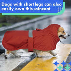 MIGOHI Dog Raincoat, Adjustable Large Dog Raincoat | Easy-On Hook & Loop Belly Straps, Adjustable Hind Leg Straps Dogs Rain Jacket, Machine Washable, Red, L