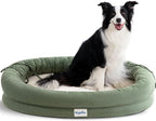 Orthopedic Dog Bed for Large Dogs, Pet Sofa Bed with Egg Crate Foam, 4-Sided Bolster, Removable Washable Cover & Anti-Slip Bottom, X-Large Calliste Green