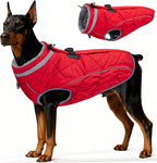 Dog Coat, Warm Dog Winter Coat for Large Dogs, Waterproof Jacket with Harness Built in, Reflective Turtleneck Cold Weather Coats with Zipper,Pet Fleece Vest Snow Jacket, Red XXXL