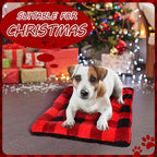VitalCozy 2 Pack Self Warming Cat Mat Self Heating Pad Bed Reversible Machine Washable Reflects Body Heat Warm Thermal Pet Pad Crate Blanket for Feral and Indoor Cat (Black, Red,22'' X 18'',Plaid)
