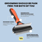 MalsiPree Dog Brush - Large, Orange - 2-in-1 Deshedding Tool & Undercoat Rake, Dog Undercoat Brush - Gentle Dematting Comb & Pet Hair Removal Tool - Smooth-Edge Design & Grooming Comb