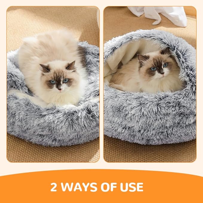 Lapcatz Nest Bed, 2026 Upgraded Cat Beds for Indoor Cats, Portable Fluffy Pet Bed, Durable Covered Cat Bed for Indoor Use, Soft Puppy Bed for Pet Owners (Pink, Small)
