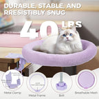 Rotating Cat Desk Bed - 40 LBS Chair-Side Cat Sleeping Basket with Bed for Desk, 360° Swivel & Removable Washable Cushion for Office Comfort(Purple