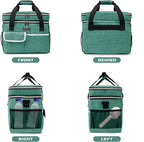 BAGLHER Dog Travel Bag for Supplies - Double-Layer Airline Approved Weekend Pet Travel Organizer Set for Dog and Cat Tote with 2 Pet Food Containers and 2 Collapsible Silicone Bowls Green