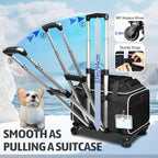 Petskd Top-Expandable Pet Carrier with Wheels 17x12x8.5 Inches JetBlue Allegiant Spirit Airline Approved, Soft-Sided Carrier for Small Cat Dog with Locking Safety Zippers and Anti-Scratch Mesh(Black)