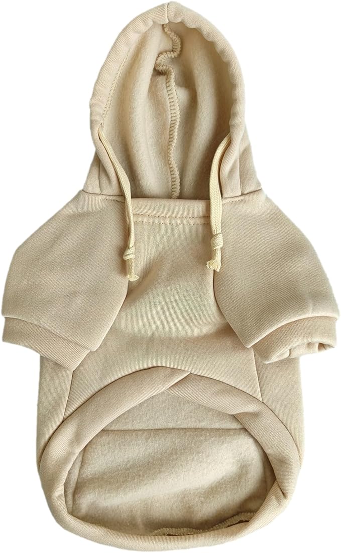Jecikelon Pet Dog Cold Weather Coat with Pocket Winter Dog Hoodie Warm Puppy Clothes for Small Dogs Chihuahua Clothing (Beige, XX-Small)