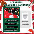 SCENEREAL Christmas Dog Bandanas 2 Pack, Puppy Xmas Santa Claus Elk Triangle Bibs Handkerchief, Reversible Holiday Dog Bandana for Boy and Girl, Premium Pet Scarf for Small Medium Large Dogs XL