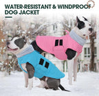 Kuoser Large Dog Coat, Winter Waterproof Dog Jackets for Large Dogs, Doggie Vest with Leash Hole, Cold Weather Coats Pet Snow Jacket for Labrador Beagle, Blue XXL