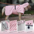 Waterproof Dog Raincoat, Reflective Adjustable Hooded Dog Rain Coat, Lightweight Breathable Pet Rain Jacket Poncho Double Layer with Leash Hole for Small Medium Large Dogs (Pink, Small)