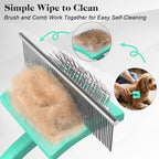 2PCS Slicker Brush for Dogs & Pet Comb,Professional Dog Grooming Brush (Goldendoodles,Poodles,Labradoodles) with Extra Long Pins to Effectively Remove Tangles, Knots and Mats (Cyan Large)