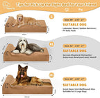 Orthopedic Dog Beds for Large Dogs, 7" Memory Foam Dog Beds with Waterproof Liner, Chew Proof Microsuede Cover, Removable and Washable, Nonskid Bottom, 52"x36"x7" XL Khaki