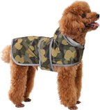 Dog Raincoat for Small Dogs Puppies Waterproof Hooded Rain Jacket with Reflective Strips Leash Hole & Poncho Adjustable Fit (CamoDuck,S)
