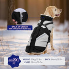 FUAMEY Dog Winter Jackets for Medium Dogs,Dog Coat with Harness Built in,Waterproof Dogs Snowsuits Warm Pet Jacket Zip Up Fleece Cold Weather Coats Reflective Puppy Vest with Pocket Black M