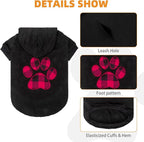 KOOLTAIL Plaid Dog Hoodie Pet Clothes Sweater with Hat and Pocket for Small Medium Large Size Dogs, Soft Winter Warm Dog Cold Weather Coat, Fleece Fall Dog Hooded Sweatshirt for Puppy Cats, Black S