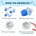 Interactive Dog Toys - 2025 Upgraded Motion Activated Balls for Medium/Large Dogs, Automatic Moving Dogs Toy Wicked Ball for Boredom, Interactive Dog Ball to Keep Them Busy(Blue)