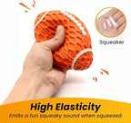 Small Squeaky Dog Toy, Rubber Dog Ball for Aggressive Chewers, Floating Fetch Outdoor Puppy Toys, Durable and Interactive Toy for Small Dogs, Bouncy Football, Orange, Small