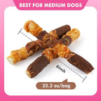 Dog Treats, Triple Flavor 6 Inch Rawhide Rolls, Chicken Duck and Chicken Liver Wrapped Rawhide Dog Chews, Suitable for Medium Dogs, 35.3 oz