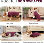 ROZKITCH Soft Warm Sweater Pajamas, Vest for Cold Weather Winter, Elastic Turtleneck, Sleeveless Pullover Clothes, Lightweight Pet Shirt for Small Medium Large Dogs Red L