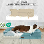 Comfort Expression Orthopedic Dog Bed for Small Dogs 24x16 Inch, Waterproof Supportive Egg Crate Foam Small Pet Bed with Removable Bolster, Dog Couch with Washable Cover & Non-Slip Bottom, Washed Blue