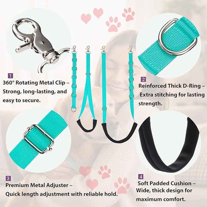 Dog Grooming Belly Band Pet Grooming Supplies 3 Sets Professional Dogs Belly Straps Pets Dogs Groomer Extension Strap Table Arm Loop Extender for Small Medium Large Pets (Light Green)