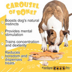 Carousel of Bones - Interactive Wooden Dog Puzzle Toy, Challenging Brain Game for Mental Stimulation and Enrichment, Fun Toy for Smart Pets