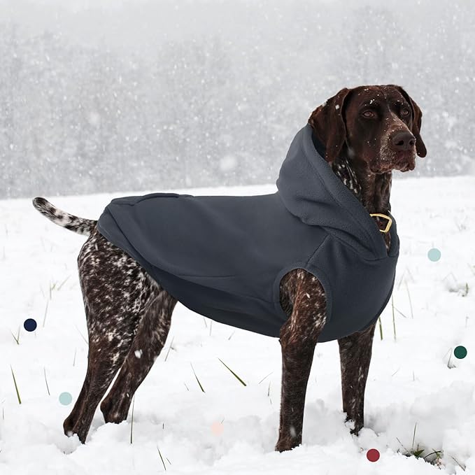 IECOii Dog Hoodie,Polar Fleece Dog Sweatshirt Fall Dogs Sweater with Hood,Warm Sweaters for Medium Dogs Boy Girl,Sleeveless Pet Hoodie Medium Size Winter Clothes for Pug,Jack Russell,Grey,M