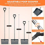 Chicken Poop Scooper & Rake 2-in-1, Pooper Scooper with 13in Wider PP Head & Adjustable Stainless Steel Handle, 33''-69'' Sand Sifting Shovel Litter Scooper for Chicken Coop/Small Farm Animals, Gray