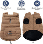 Spark Paws Dog Winter Jacket, Water-Resistant Coat, Warm Reflective Windproof Fleece-Interior, for Medium and Large Dogs - Tan - L