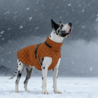 Kuoser Dog Coat Warm Fleece Lining Turtleneck Dog Jacket with Harness Built-in, Adjustable Windproof Cold Weather Coats with Quick Release Buckle Pet Winter Snowsuit for Large Dogs, Khaki XL