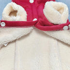 Jecikelon Bowtie Dog Cold Weather Coat Fleece Lining Warm Pet Puppy Turtleneck Dogs Winter Clothes for Small Dogs with D-Ring (Red, Medium)
