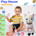 Colorful Walking Cat Set Singing That Purrs and Meows Animated Plush Robot Kitten with Leash Moving Plush Stuffed Animal Remote Control Cute Kawai Robotic Kitty Electronic Kitten Toy for Girl Kid