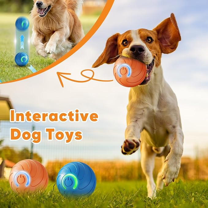 2PCS Shaky Ball Toy for Dogs, Vibrating Dog Ball, USB Rechargeable, Interactive, Automatic Moving, Bouncing, Perfect for Small, Medium, Large Dogs (Small, Swirls)